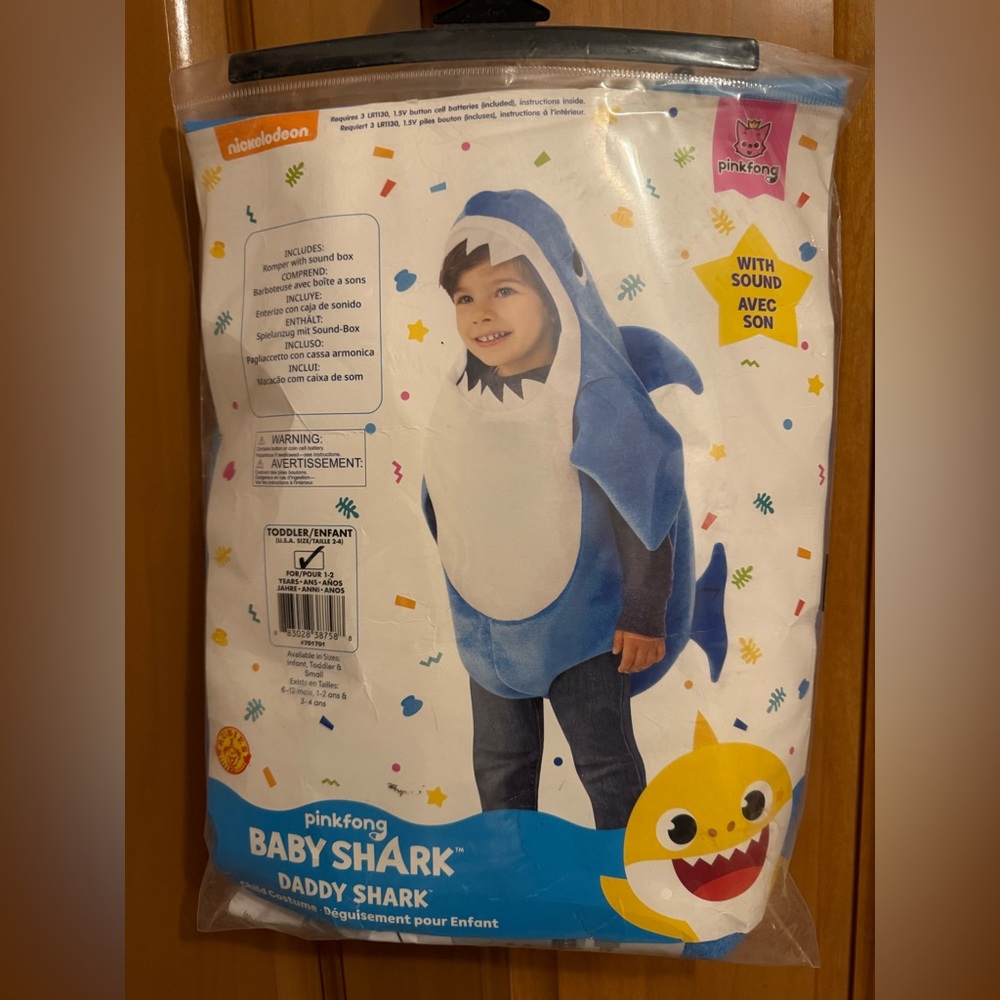 Pinkfong Baby Shark Daddy Shark Costume for Kids - Blue and White